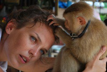 Andrea Lehotska travel pic with monkey