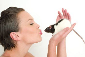 Andrea Lehotska with her beloved pet rat